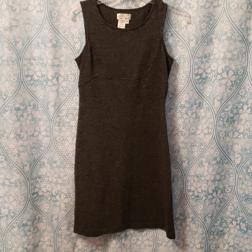 Black and white heathered wool dress